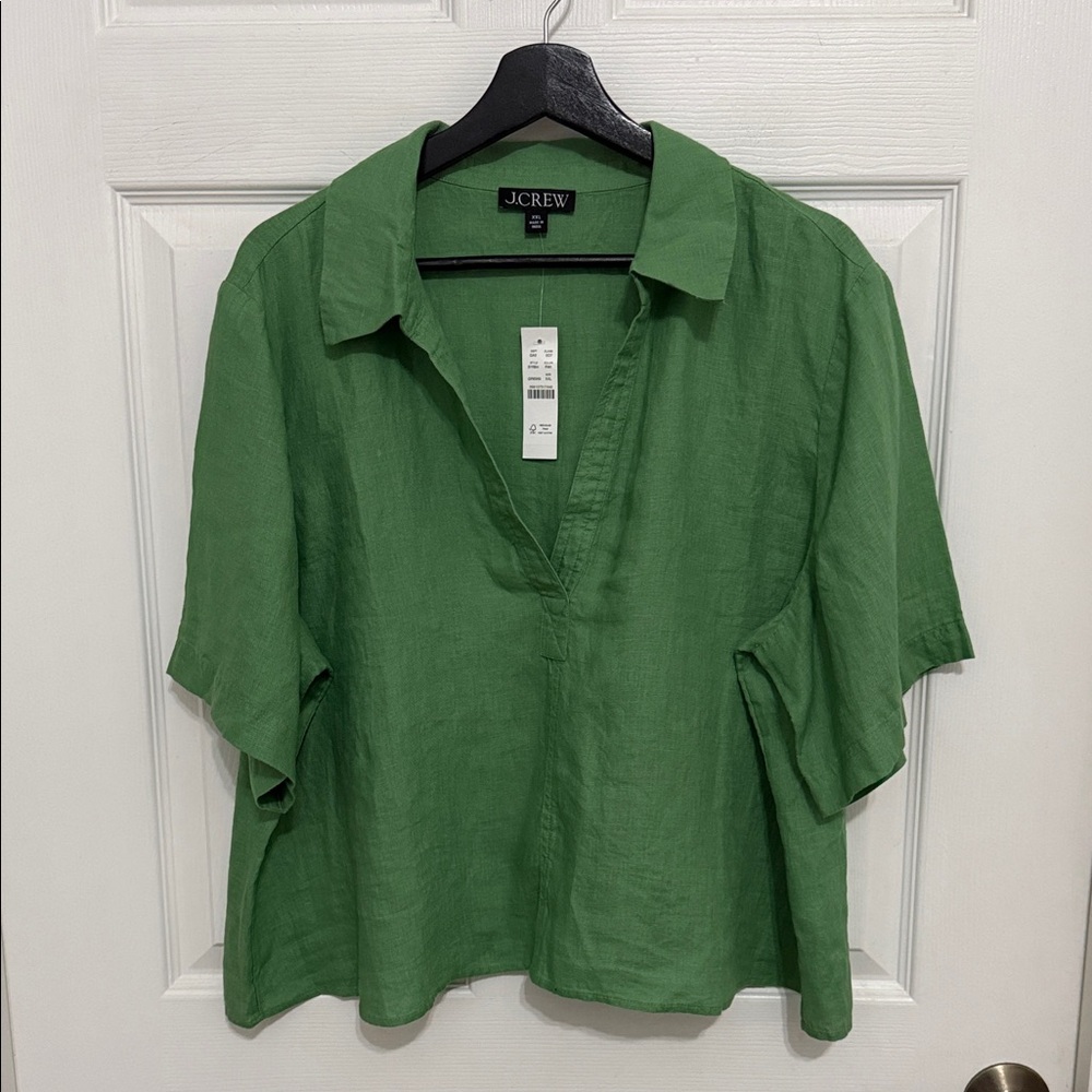 J. Crew women’s green Bungalow Popover top